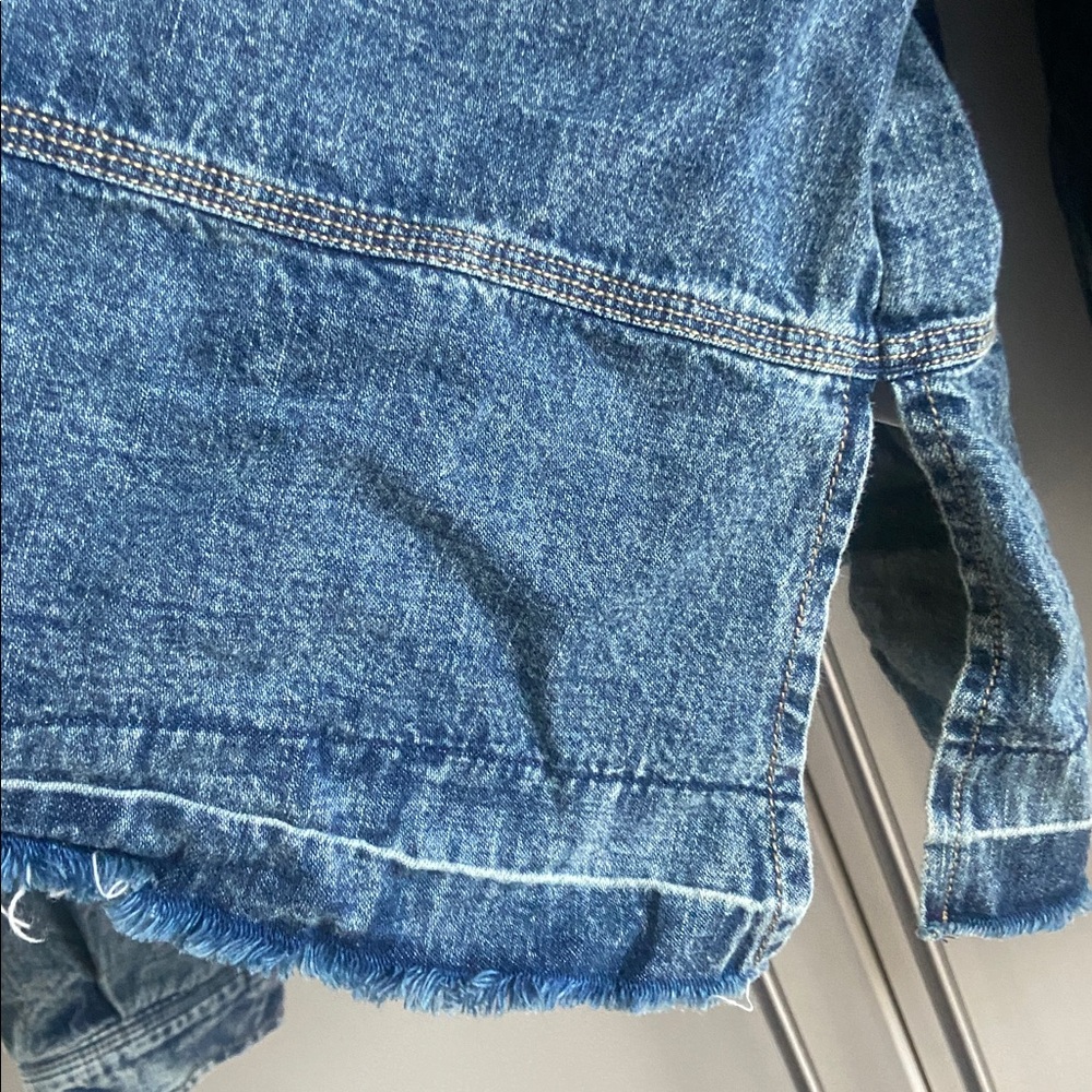 FREE PEOPLE Oversized Jade Blue Denim Top | Stylish Layering | Elevated Casual - Picture 14 of 16